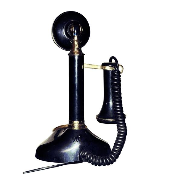 Steampunk-Style Black Candlestick Bonnie and Clyde Rotary Phone - Picture 5 of 7